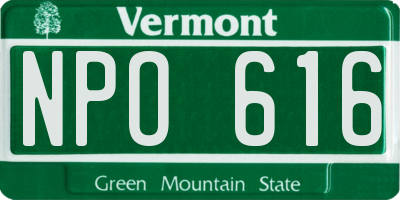 VT license plate NPO616