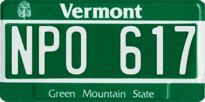 VT license plate NPO617