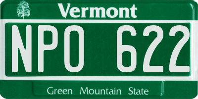 VT license plate NPO622