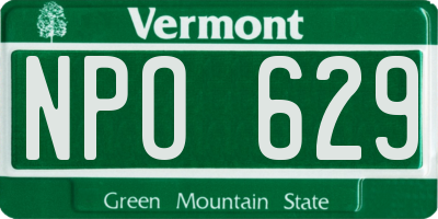 VT license plate NPO629