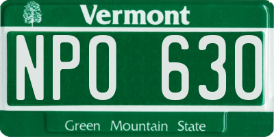 VT license plate NPO630
