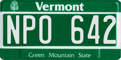 VT license plate NPO642