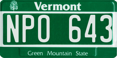 VT license plate NPO643