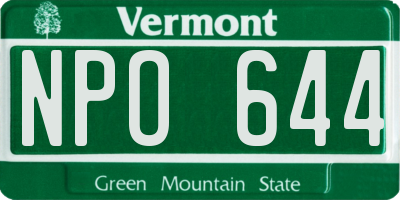 VT license plate NPO644