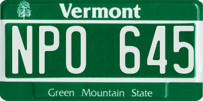 VT license plate NPO645