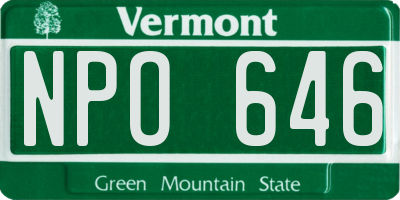 VT license plate NPO646