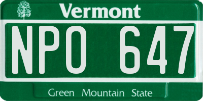 VT license plate NPO647