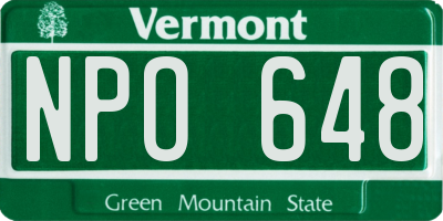 VT license plate NPO648