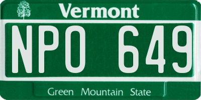 VT license plate NPO649