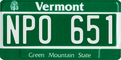 VT license plate NPO651