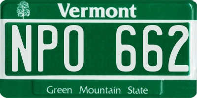 VT license plate NPO662