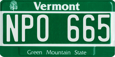 VT license plate NPO665
