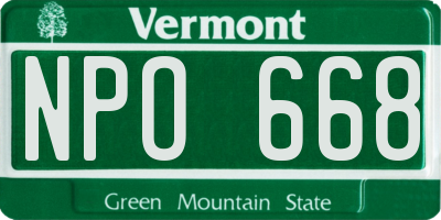 VT license plate NPO668