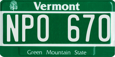 VT license plate NPO670