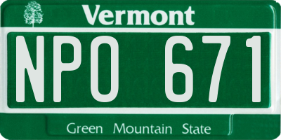 VT license plate NPO671