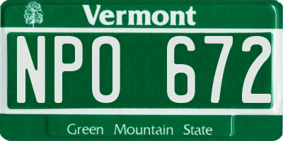 VT license plate NPO672