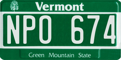 VT license plate NPO674