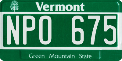 VT license plate NPO675