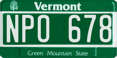 VT license plate NPO678