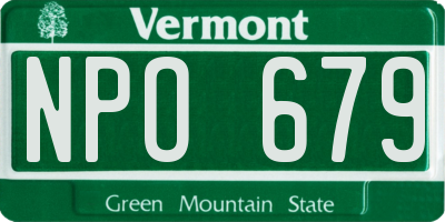 VT license plate NPO679