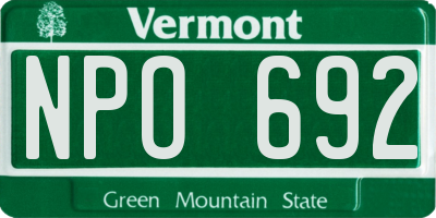 VT license plate NPO692