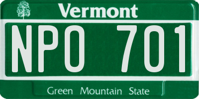 VT license plate NPO701