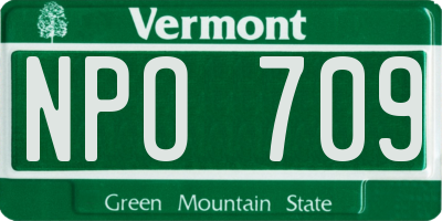 VT license plate NPO709