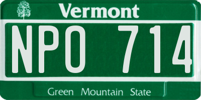 VT license plate NPO714