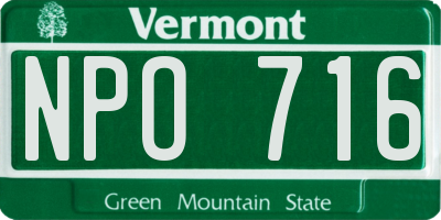 VT license plate NPO716