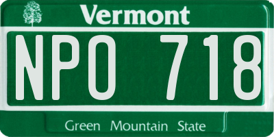 VT license plate NPO718