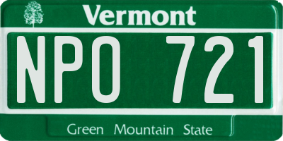 VT license plate NPO721