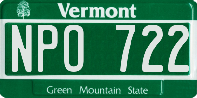 VT license plate NPO722