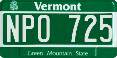 VT license plate NPO725