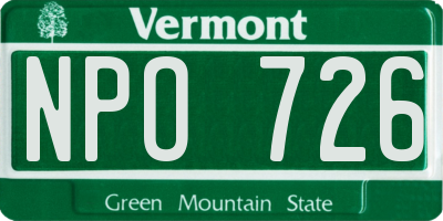 VT license plate NPO726