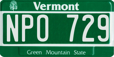 VT license plate NPO729