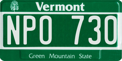 VT license plate NPO730