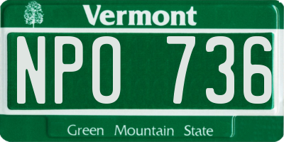 VT license plate NPO736