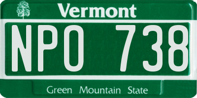 VT license plate NPO738