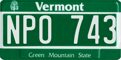 VT license plate NPO743