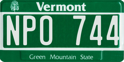 VT license plate NPO744