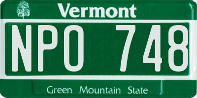 VT license plate NPO748