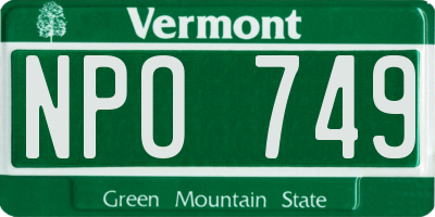 VT license plate NPO749