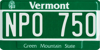 VT license plate NPO750