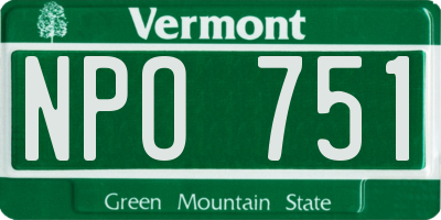 VT license plate NPO751
