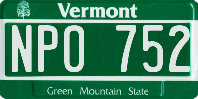 VT license plate NPO752