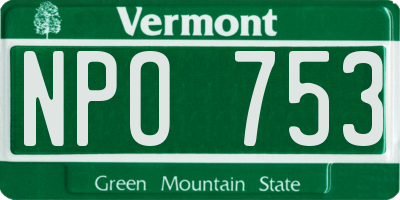 VT license plate NPO753