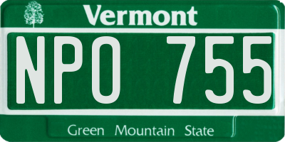 VT license plate NPO755