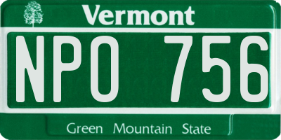 VT license plate NPO756