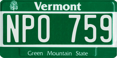 VT license plate NPO759
