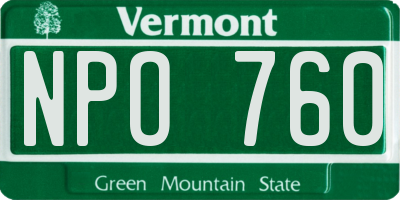 VT license plate NPO760